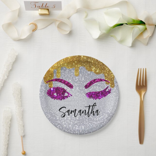Glitter Eyes Birthday 18th | 21st | 30th | 50th Paper Plates (Wedding)