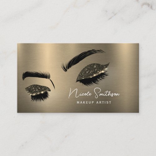 Glitter Eyes Brushed Metal Makeup Artist Gold Business Card