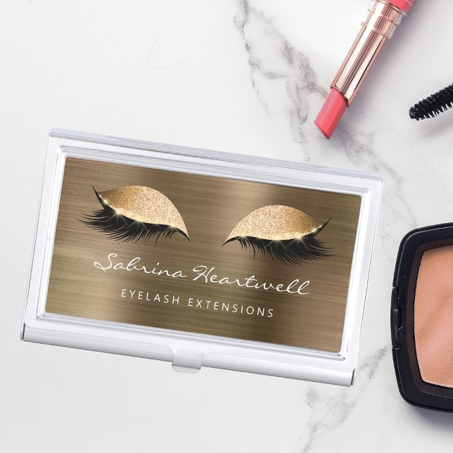 Glitter Eyes Gold Metallic Lash Extension Business Card Case (Creator Uploaded)