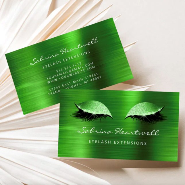 Glitter Eyes Green Metallic Lash Extension Business Card (Creator Uploaded)