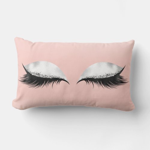 Glitter Eyes Makeup Confetti Pink Pastel Ombre Lumbar Pillow