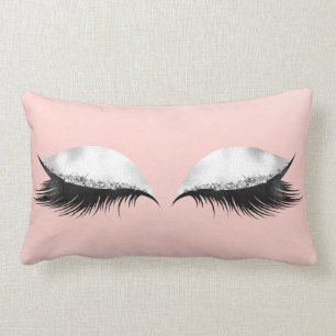 Glitter Eyes Makeup Confetti Pink Pastel Ombre Lumbar Pillow