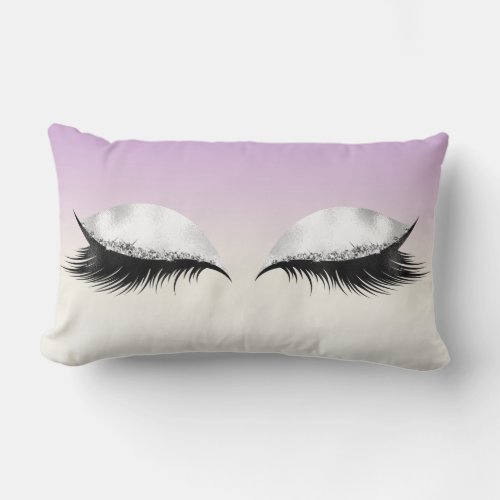 Glitter Eyes Makeup Confetti Violet Pastel Ombre Lumbar Pillow