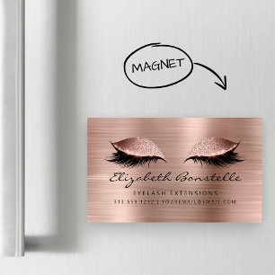 Glitter Eyes Metallic Aesthetician Rose Gold Black Business Card Magnet