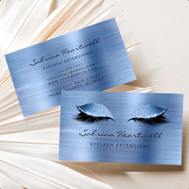 Glitter Eyes Pale Blue Metallic Lash Extension Business Card (Creator Uploaded)