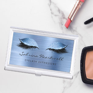 Glitter Eyes Pale Blue Metallic Lash Extension Business Card Case
