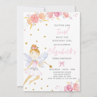 Glitter Fairy Birthday Invitation