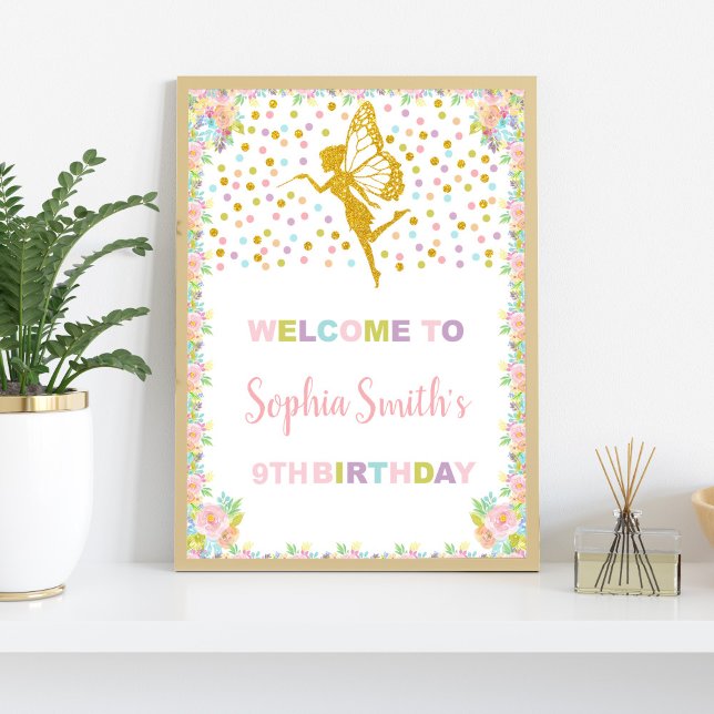 Glitter Fairy Birthday Party Welcome Sign (Glitter Fairy Welcome signs)