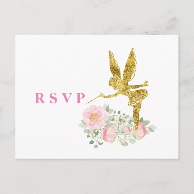 glitter fairy invitation rsvp (Front)