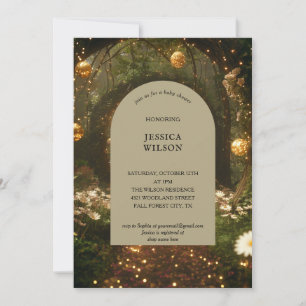 Glitter Fairy Tale Enchanted Forest Baby Shower Invitation