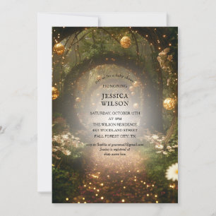 Glitter Fairy Tale Enchanted Forest Baby Shower Invitation