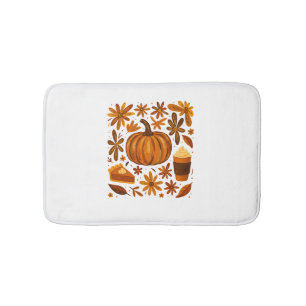Glitter Fall Floral Pumpkin Thankgiving Bath Mat
