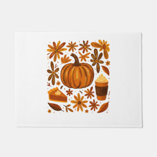 Glitter Fall Floral Pumpkin Thankgiving Doormat