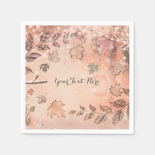 Glitter Fall Leaves Winter Golden Autumn Party Napkins