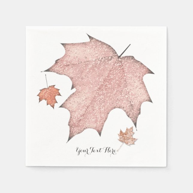 Glitter Fall Leaves Winter Golden Autumn Party Paper Napkins (Front)