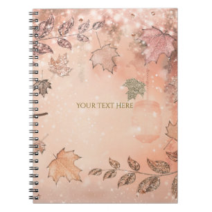 Glitter Fall Leaves Winter Golden Autumn Winter Notebook