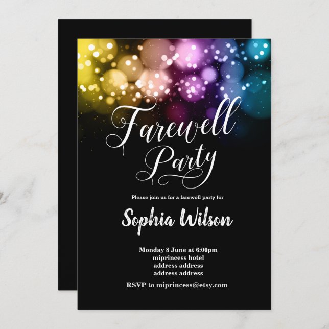 glitter Farewell Party invite (Front/Back)