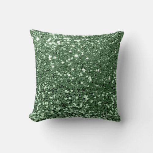 Glitter Fashion Sequin Blush Grass Green Glam Throw Pillow