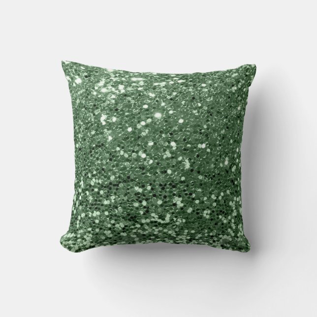 Glitter Fashion Sequin Blush Grass Green Glam Throw Pillow (Front)