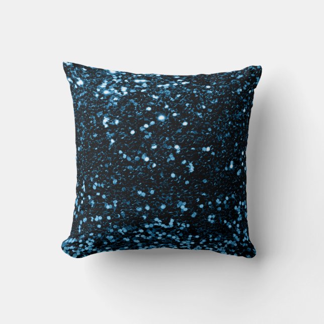 Glitter Fashion Sequin White Blue Navy Glam Minima Throw Pillow (Front)
