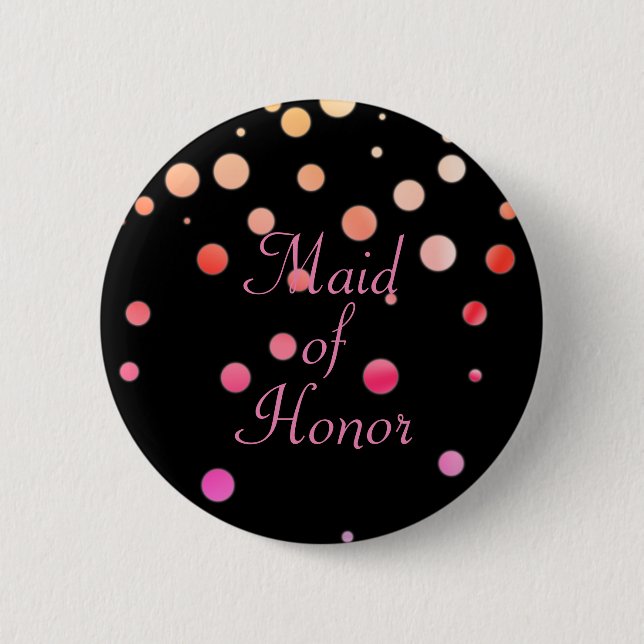 Glitter Faux Foil Confetti Dots Maid of Honor Pinback Button (Front)