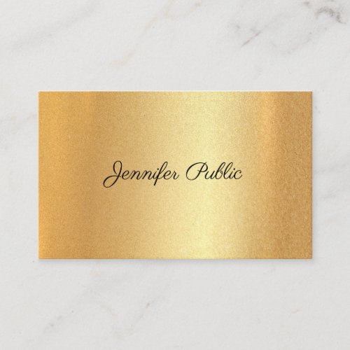 Glitter Faux Gold Handwritten Calligraphy Script Business Card