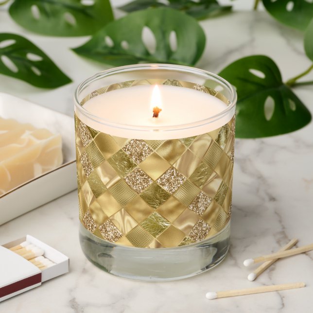 Glitter Faux Gold Metallic Shiny Scented Candle (Lit)