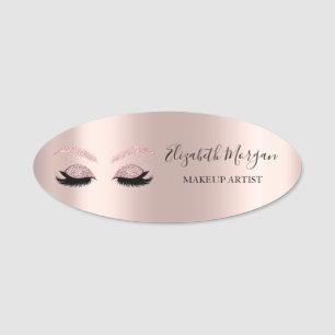 Glitter Faux Lashes,Rose Gold Makeup Name Tag