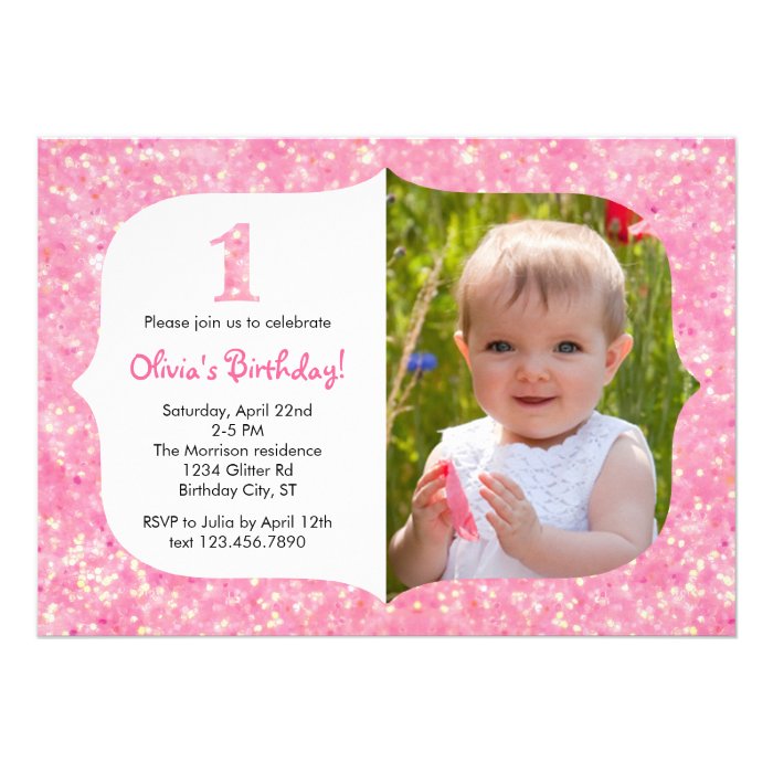 Glitter First Birthday Invitation