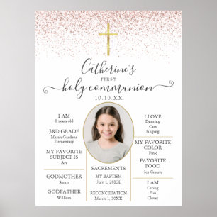 Glitter First Communion Fun Facts Photo Sign