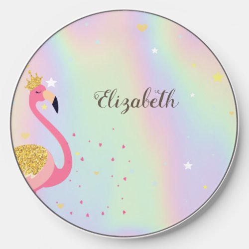 Glitter Flamingo Holographic Wireless Charger