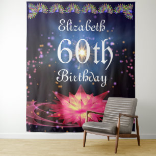Glitter Floral Backdrop 60th Birthday party