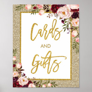 Glitter Floral Cards & Gifts Wedding Poster Decor