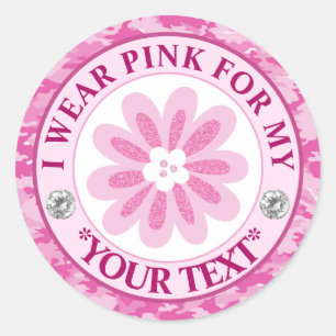 Glitter Flower Breast Cancer Awareness Design Classic Round Sticker
