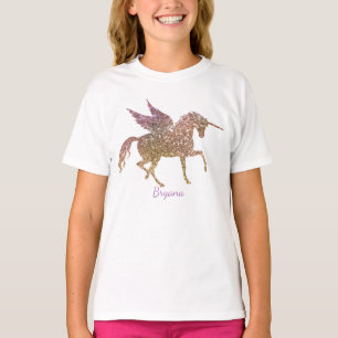 Glitter Flying Magical Unicorn Stars Personalized T-Shirt