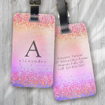Glitter Foil Monogram Luggage Tag<br><div class="desc">Personalize this glitter design with your name and monogram initial.</div>