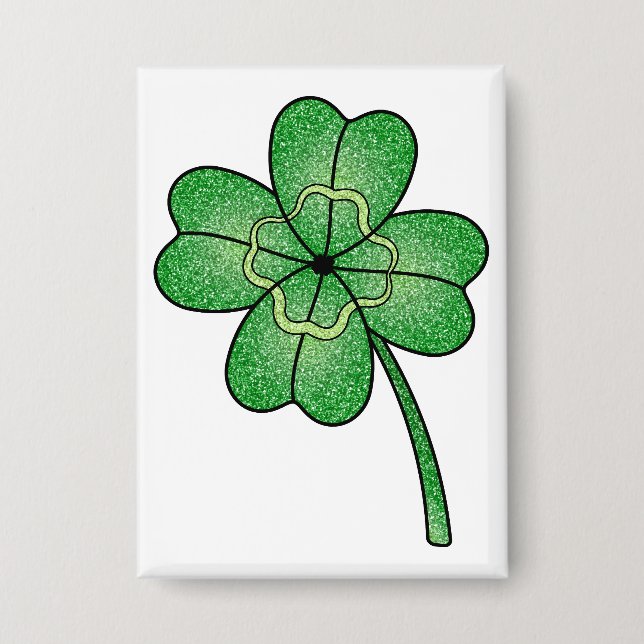 Glitter Four Leaf Clover Button (Front)