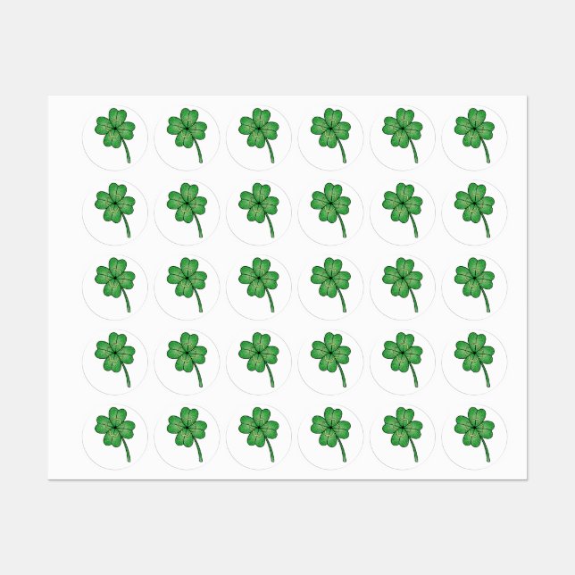 Glitter Four Leaf Clover Labels (Sheet)