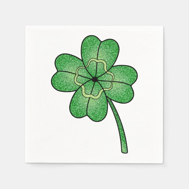 Glitter Four Leaf Clover Napkins (Front)