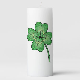 Glitter Four Leaf Clover Pillar Candle