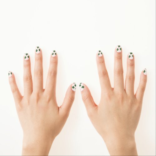 Glitter Four Leaf Clovers Minx Nail Art