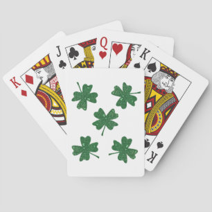 Glitter Four Leaf Clovers Poker Cards