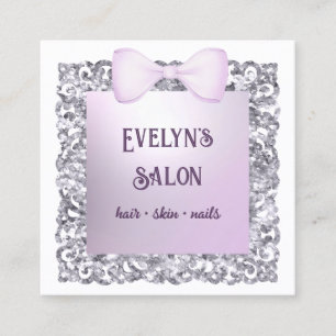 Glitter Frame Lilac Bow Business Card