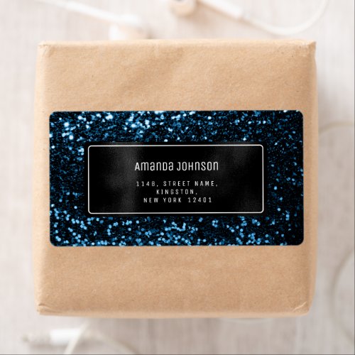 Glitter Framed Blue Navy RSVP Address Boutique Label