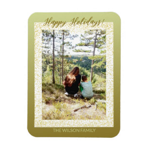 Glitter Framed One Photo Happy Holiday Magnet