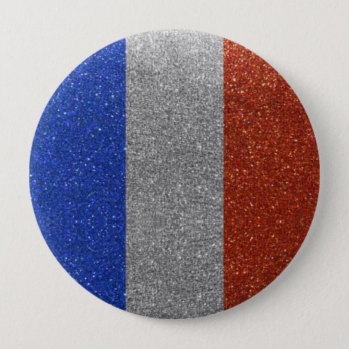 Glitter French Flag of France Paris Fashion Bling Button