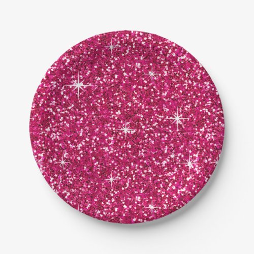 GLITTER  fuchsia Paper Plates