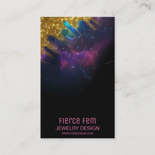 Glitter Galaxy Black And Gold Jewelry Packaging Business Card