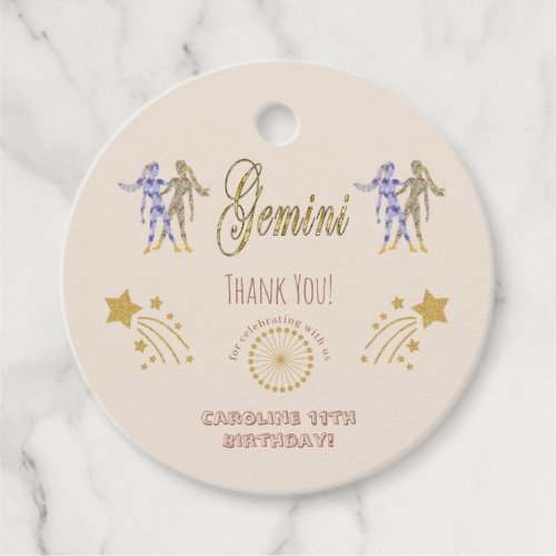 Glitter Gemini Gold Shooting Stars Thank You Favor Tags