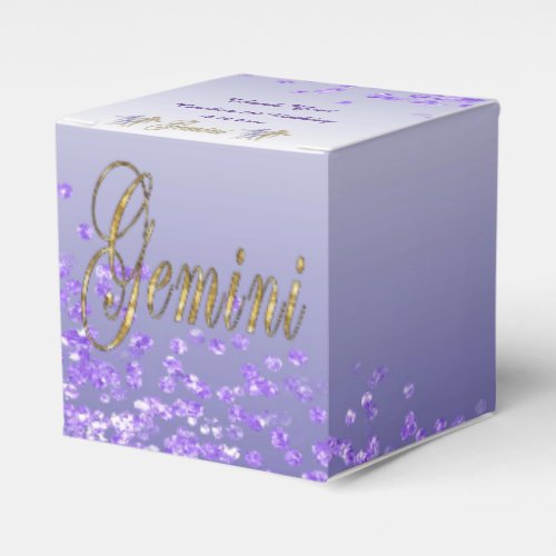 Glitter Gemini  Purple Glitter Birthday Favor Boxes